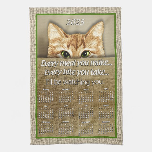 Linge De Cuisine Cat I'll Watching You Song Parody 2025 Calendar (Vertical)