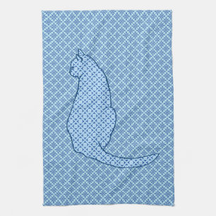 Linge De Cuisine Cat japonais - Kimono bleu Imprimer