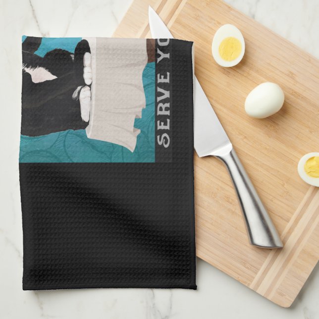 Linge De Cuisine Catitude Tuxedo Cat Coffee Company Funny Tuxedo (Quart Plié)