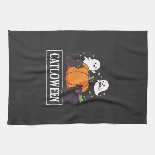 Linge De Cuisine Catloween Drôle Chat Halloween Fantôme Citrouille 