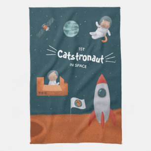 Linge De Cuisine Catstronaut géant dans l'espace, chats sur Mars, 