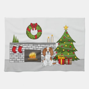 Linge De Cuisine Cavalier Blenheim dans une salle de Noël festive