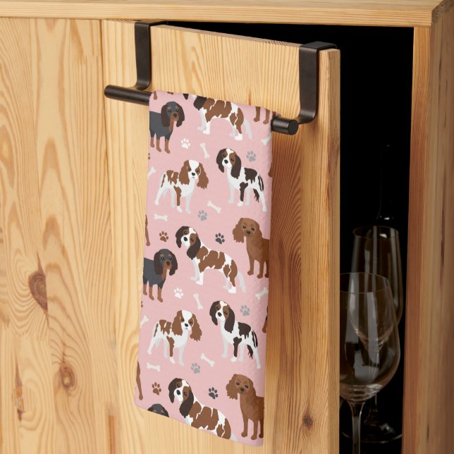Linge De Cuisine Cavalier King Charles Spaniel Paws et Bones Kitch (Pliage en tiers)