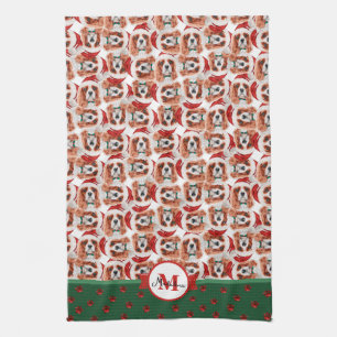 Linge De Cuisine Cavalier King Spaniel Monogramme Noël Chien