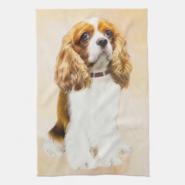 Linge De Cuisine Cavalier Le Roi Charles Spaniel Peinture originale (Vertical)
