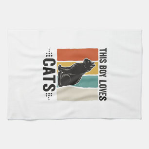 Linge De Cuisine Ce garçon aime les chats Design Rétro pour amateur