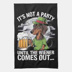 Linge De Cuisine Ce n'est pas une fête jusqu'à Dachshund Irish Beer
