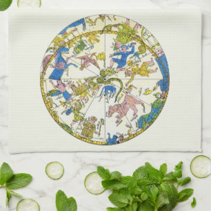 Linge De Cuisine Céleste Vintage, Sphère Arabe, Constellations