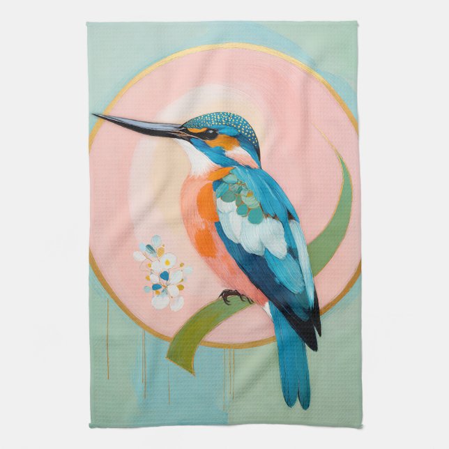Linge De Cuisine Celestial Kingfisher: A Study in Azure and Gold (Vertical)
