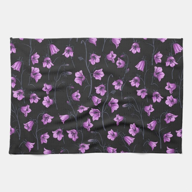 Linge De Cuisine Cellules bleues de minuit, cloches, Bellflowers 2 (Horizontal)