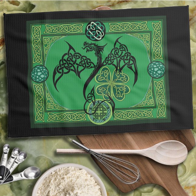 Linge De Cuisine Celtique irlandais de dragon vert (Créateur téléchargé)