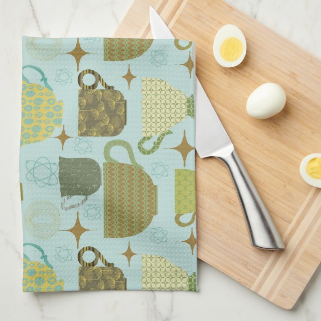 Linge De Cuisine Centre-siècle moderne Turquoise Teacup (Quart Plié)