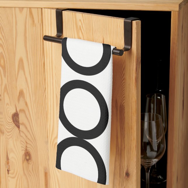Linge De Cuisine Cercle noir et blanc géométrique (Pliage en tiers)