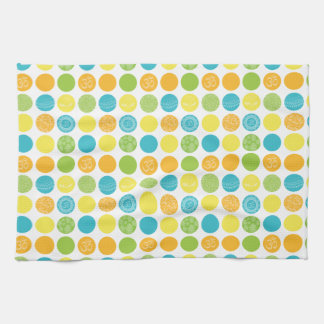 Linge De Cuisine Cercle pointillé orange et turquoise coloré