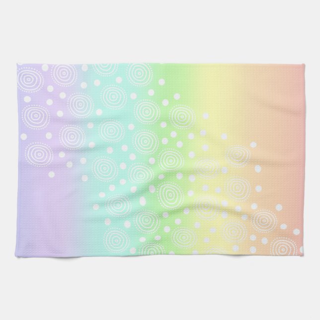 Linge De Cuisine Cercles arc-en-ciel pastel en cercles (Horizontal)