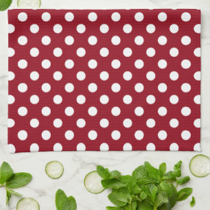 Linge De Cuisine Cercles des Pois rouges de Crimson