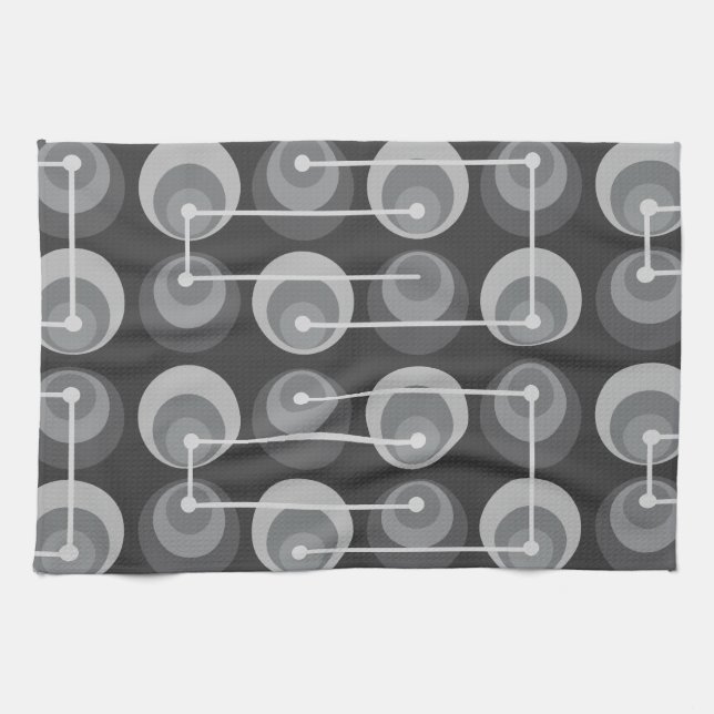 Linge De Cuisine Cercles du milieu du siècle gris foncé (Horizontal)