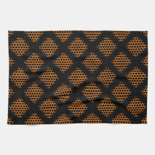 Linge De Cuisine Cercles et points orange, noir rétro