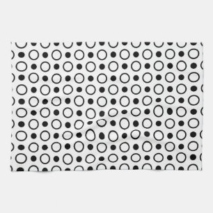 Linge De Cuisine Cercles et Pois noirs et blancs