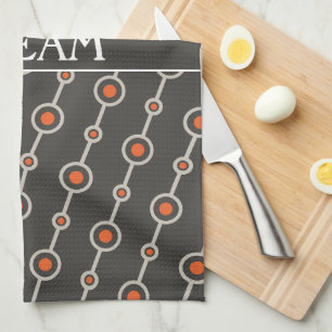 Linge De Cuisine Cercles gris orange Motif minimal