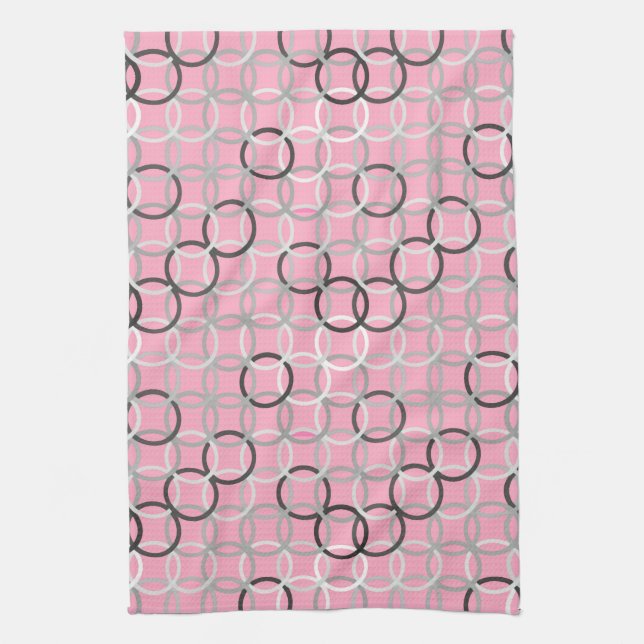 Linge De Cuisine Cercles modernes de la moitié du siècle, rose de (Vertical)