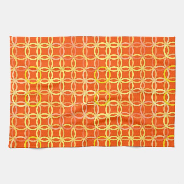 Linge De Cuisine cercles Modernes du milieu du XXe siècle, orange m (Horizontal)