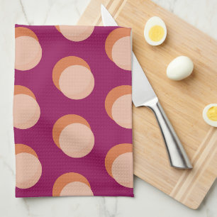 Linge De Cuisine Cercles Rétro et Motif Gras Ombres Violet