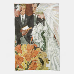 Linge De Cuisine Cérémonie de mariage vintage avec Mariée et Salle