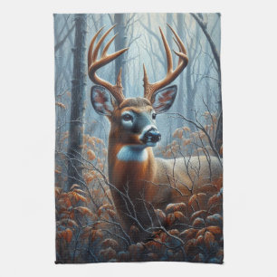 Linge De Cuisine Cerf à Queue Blanche Forêt Faune Rustique