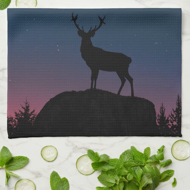 Linge De Cuisine cerf au clair de lune (Plié)