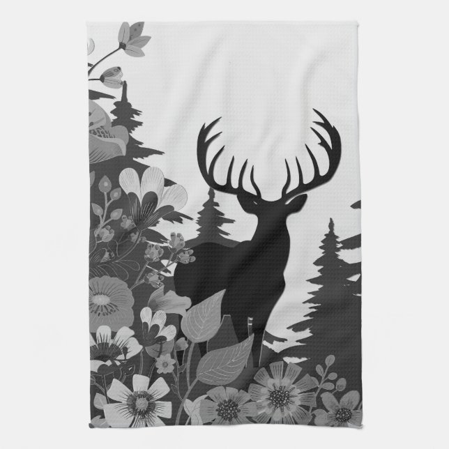Linge De Cuisine Cerf avec grand rack hors forêt (Vertical)