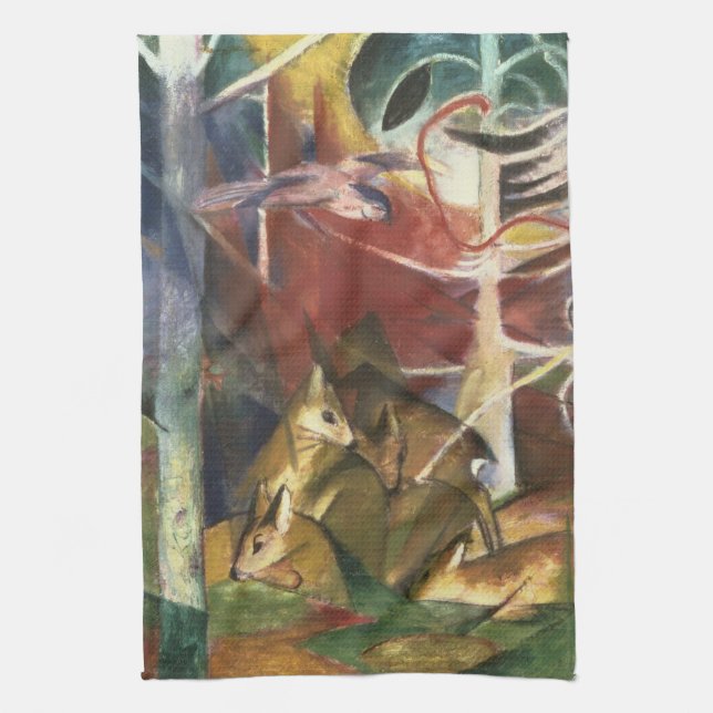Linge De Cuisine Cerf dans la forêt par Franz Marc, Beaux-arts vint (Vertical)