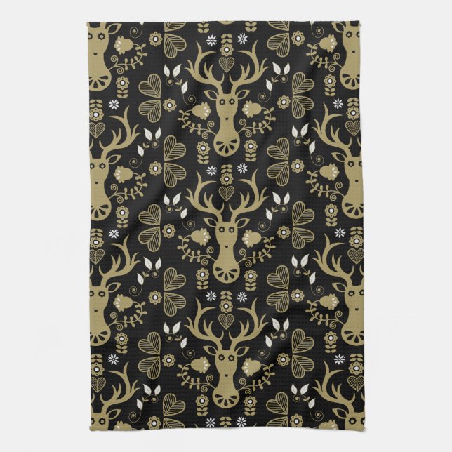 Linge De Cuisine Cerf d'art populaire scandinave (Vertical)