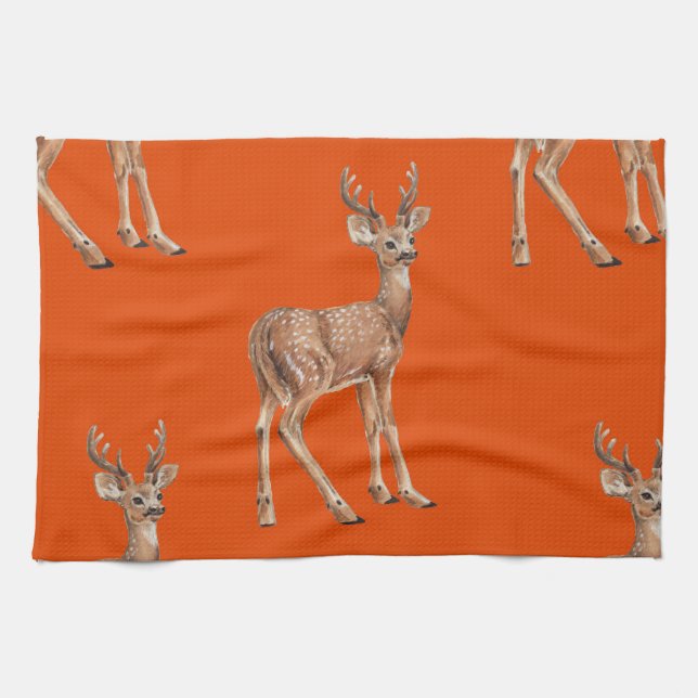 Linge De Cuisine Cerf en rouge (Horizontal)