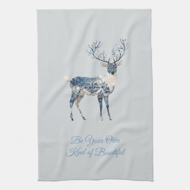 Linge De Cuisine Cerf Renard Chic Bleu Blanc Inspirant (Vertical)