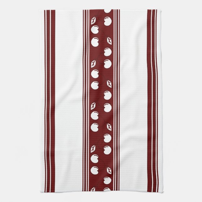 Linge De Cuisine Cerise Rayures de Jacquard Luxe (Vertical)