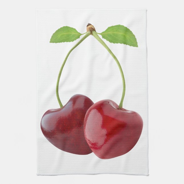 Linge De Cuisine Cerises en forme de coeur (Vertical)