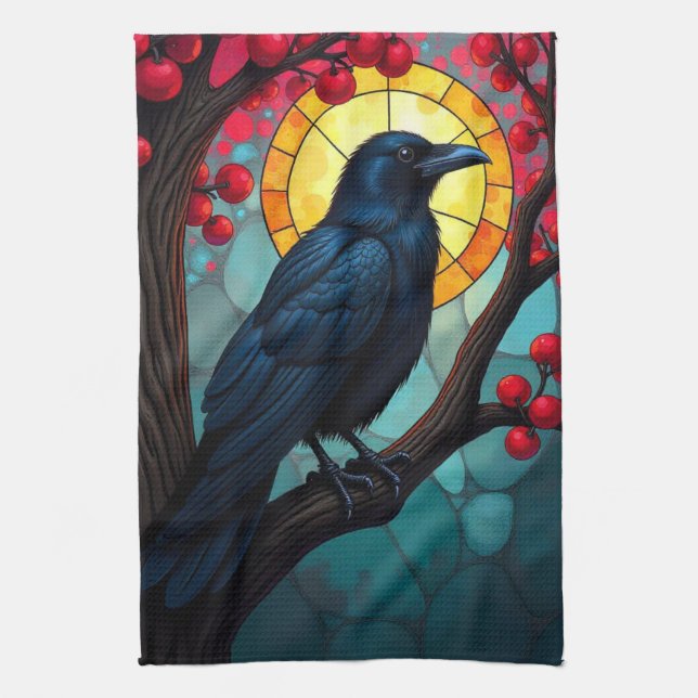 Linge De Cuisine Cerisier en verre tendu Ravens-Crows (Vertical)