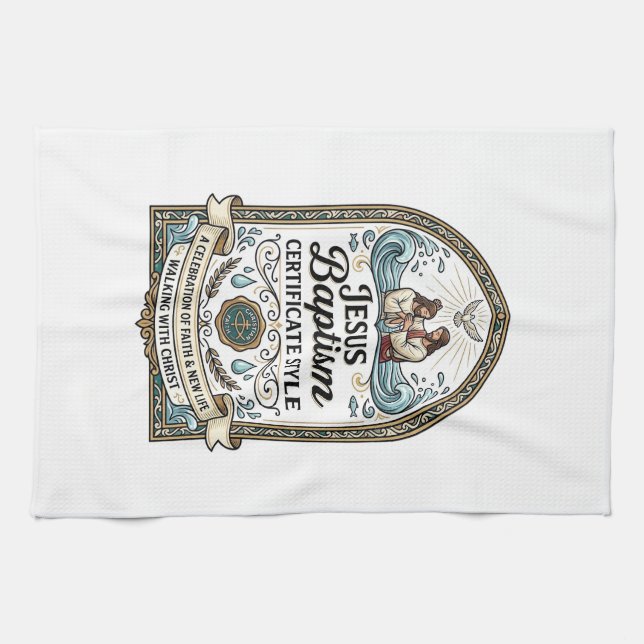 Linge De Cuisine Certificat de baptême de Jésus Style Certificat de (Horizontal)