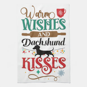 Linge De Cuisine Chaleureux voeux et baisers de Dachshund