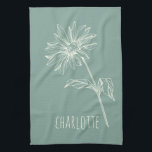 Linge De Cuisine Chamomille minimaliste Sage vert Nom<br><div class="desc">Chamomile minimaliste Fleur Sage Vert Nom Cuisine Serviette</div>
