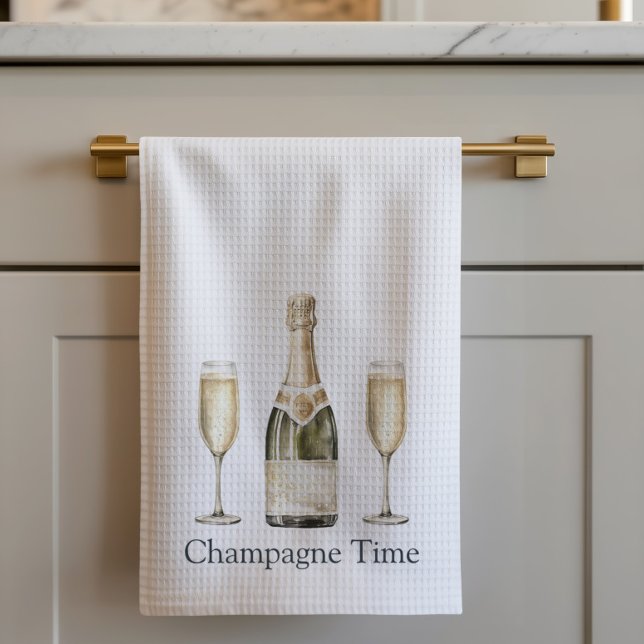 Linge De Cuisine Champagne Time Amateur de Prosecco   (Champagne Flutes Kitchen Towel)
