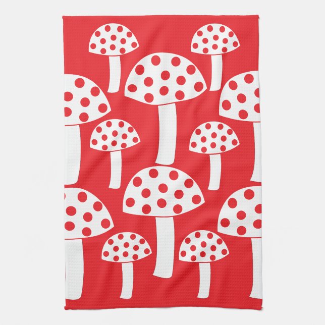 Linge De Cuisine Champignon Rouge Champignon Blanc  (Vertical)