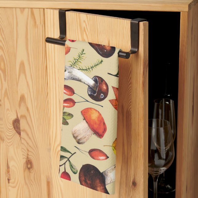 Linge De Cuisine Champignons d'automne (Pliage en tiers)