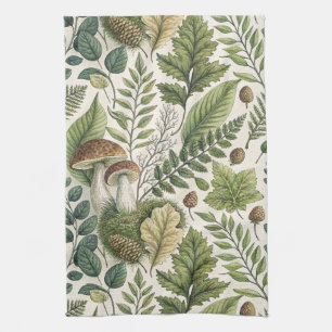 Linge De Cuisine Champignons des bois Pinecones Ferns Motif d'autom