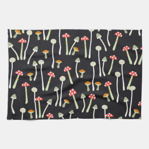 Linge De Cuisine Champignons vintages d'automne design motif.