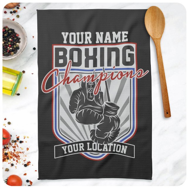 Linge De Cuisine Champions de boxe personnalisés Boxer Fitness Gym (Créateur téléchargé)
