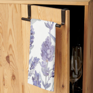 Linge De Cuisine Champs de Lavande   Motif de Fleur Aquarelle Viole