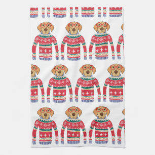 Linge De Cuisine Chandail laid drôle de Noël, verres de port de