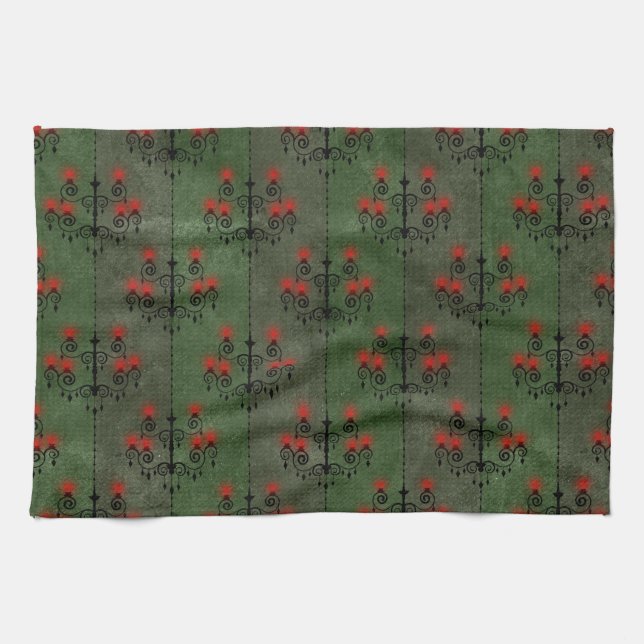 Linge De Cuisine Chandelier gothique Motif (Horizontal)